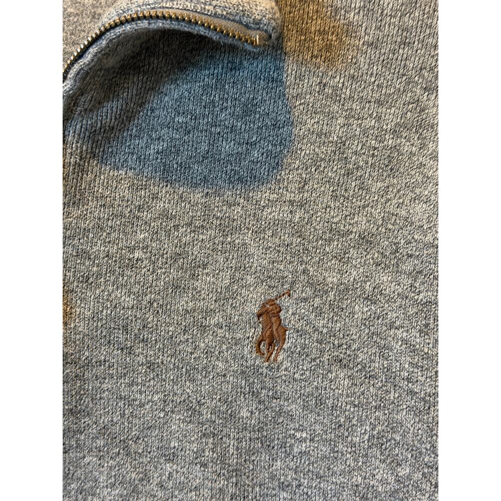 Polo Ralph Lauren Men’s Gray Cotton Quarter Zip Pullover Sweater Medium - Picture 3 of 7